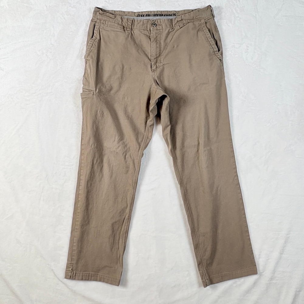 Duluth Trading Co Flex Ballroom Khakis Mens 38x34 Tan Good Stretch Work Pants